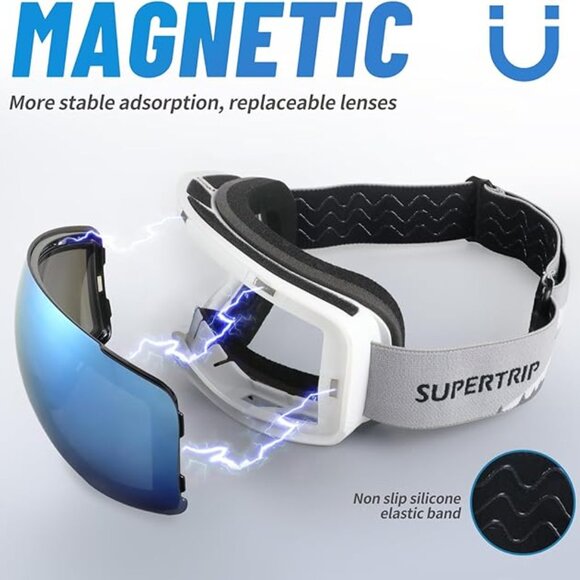 Anti-Fog Snow Snowboard Blue Goggles - Picture 2 of 6